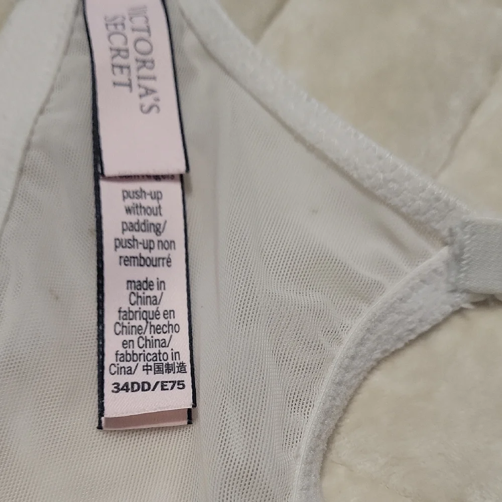 2 Victoria's Secret Push-Up w/o padding Cream & Pale Pink Bra w/sequin accent